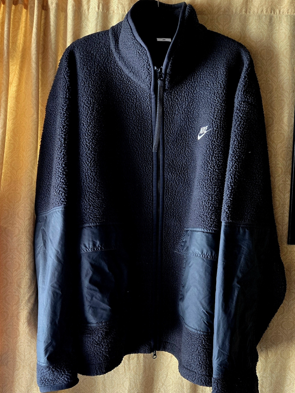 Nike Black Sherpa Fleece Zip Jacket with Nylon Panels